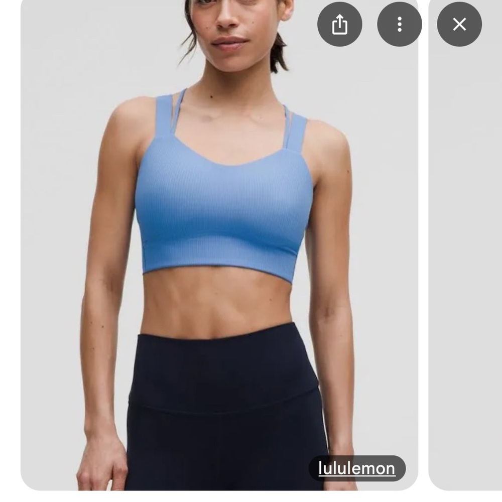 Lululemon Like a Cloud Longline Bra (baby blue ribbed) Size 12, D/DD